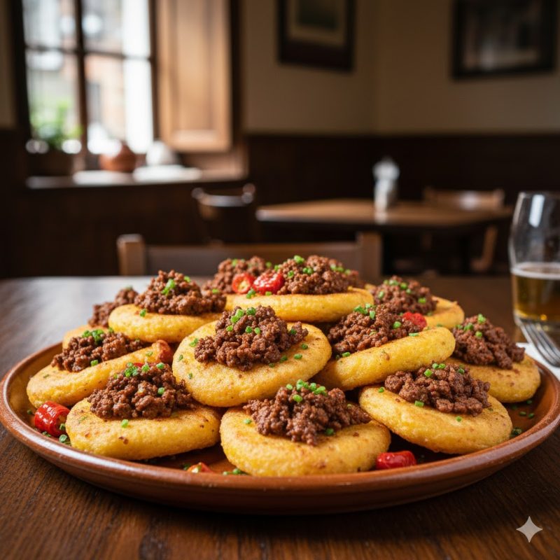 Fuente variada de tortos de maiz, restaurtante cerca de Casa Rural Grau