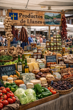 Productos locales en el mercado de Llanes