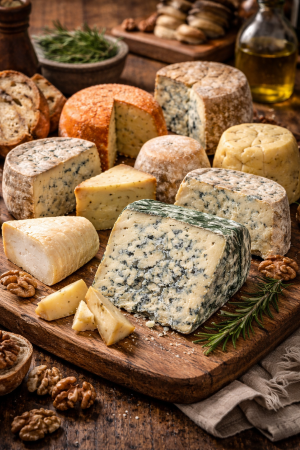 Tabla de quesos artesanos típicos de Asturias en Llanes